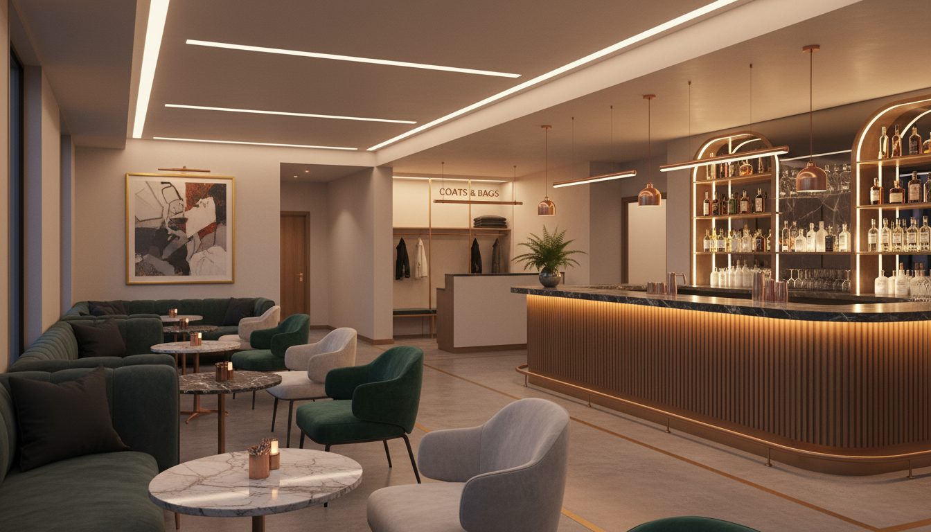 Elegant bar interior with a comfortable, inviting atmosphere.